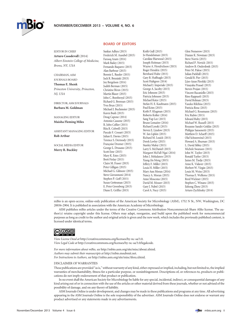 Board of Editors November/December 2013 • Volume 4, No. 6