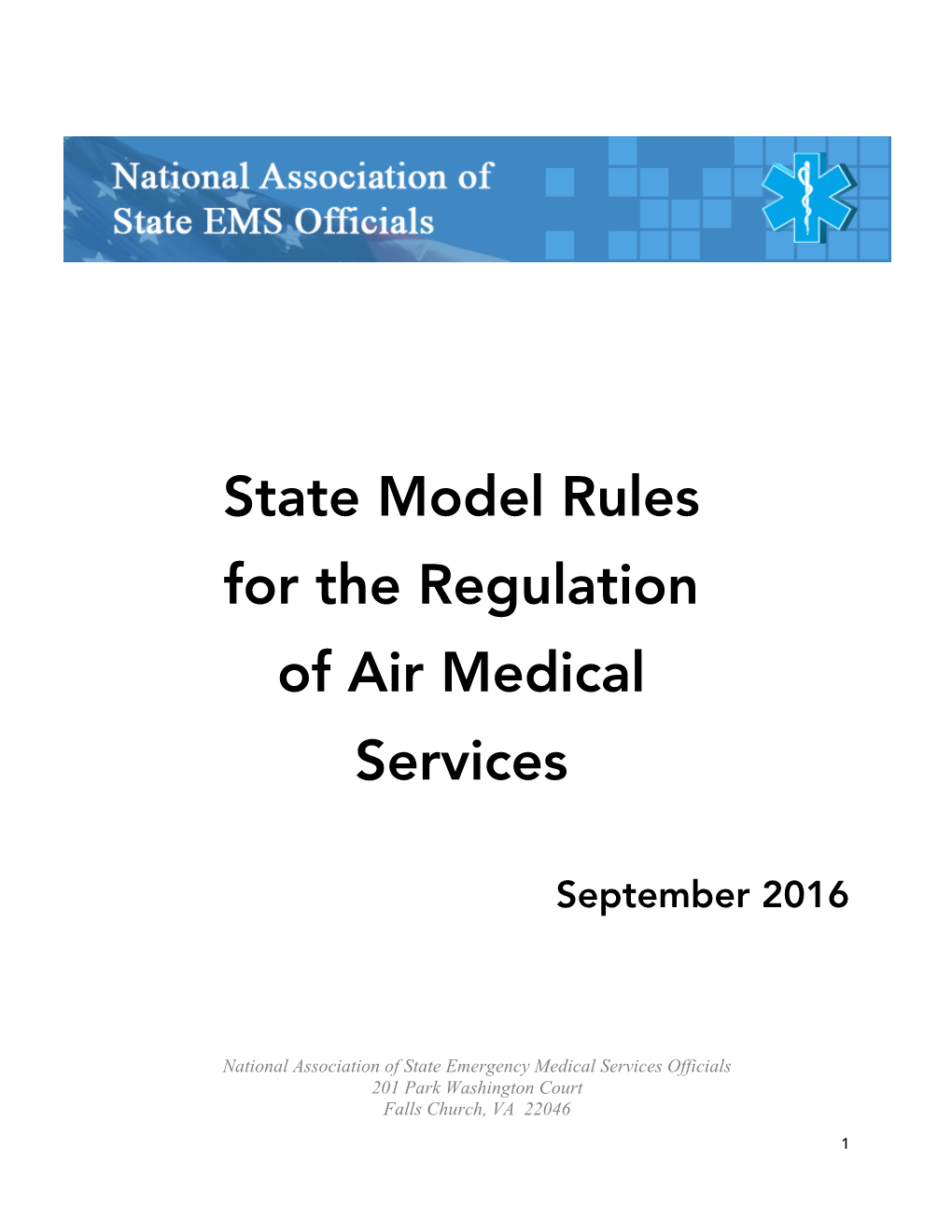 State Model Rules for the Regulation of Air Medical Services