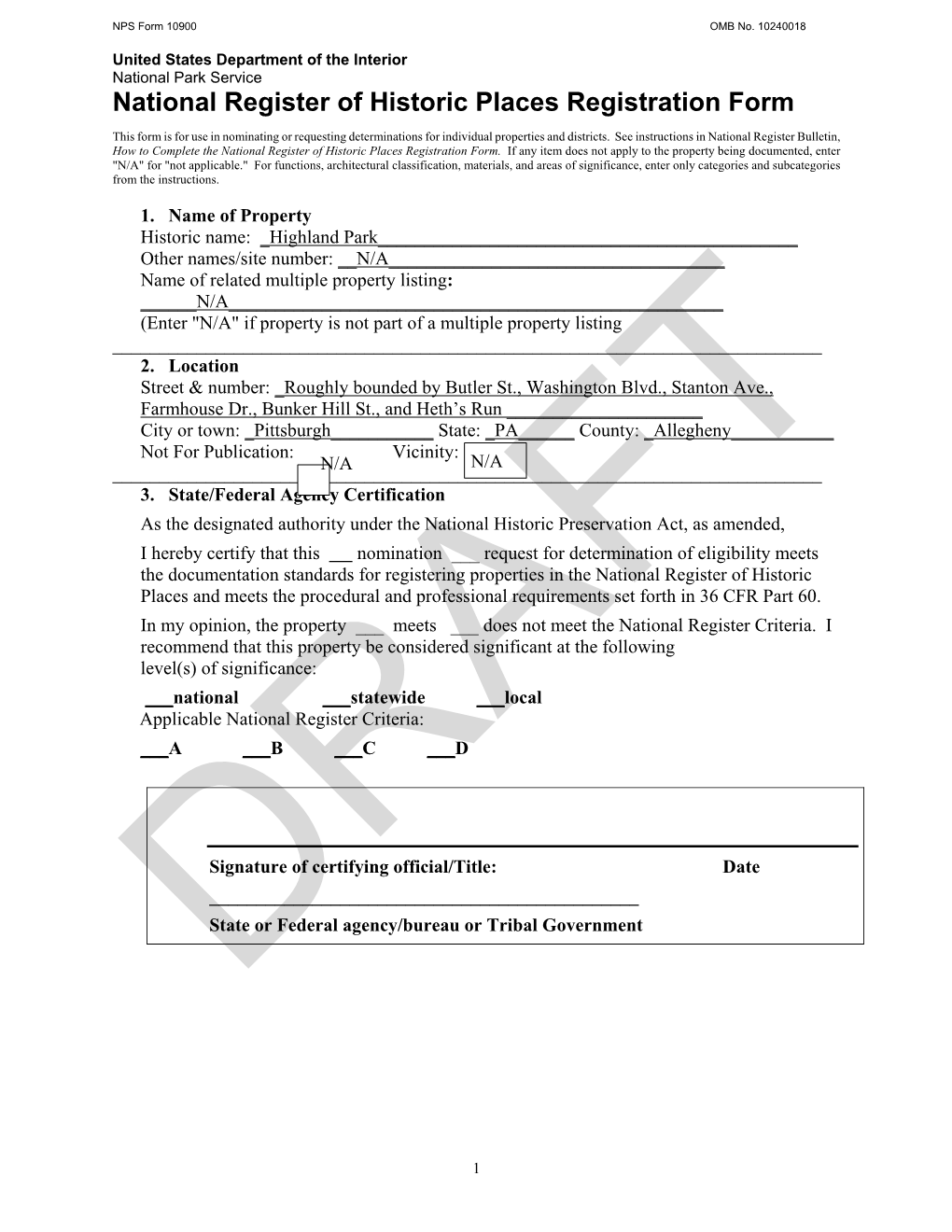 National Register of Historic Places Registration Form This Form Is for Use in Nominating Or Requesting Determinations for Individual Properties and Districts