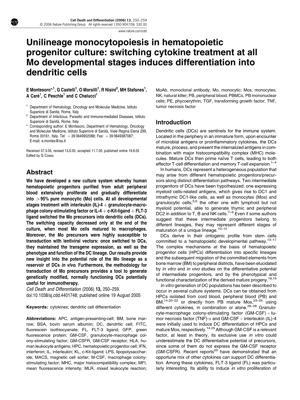 Unilineage Monocytopoiesis in Hematopoietic Progenitor Culture