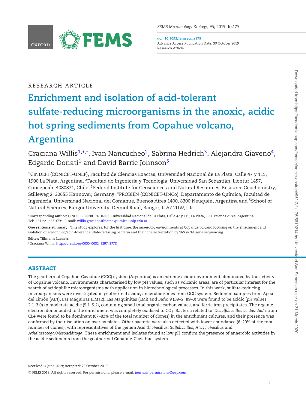 Enrichment and Isolation of Acid-Tolerant Sulfate-Reducing