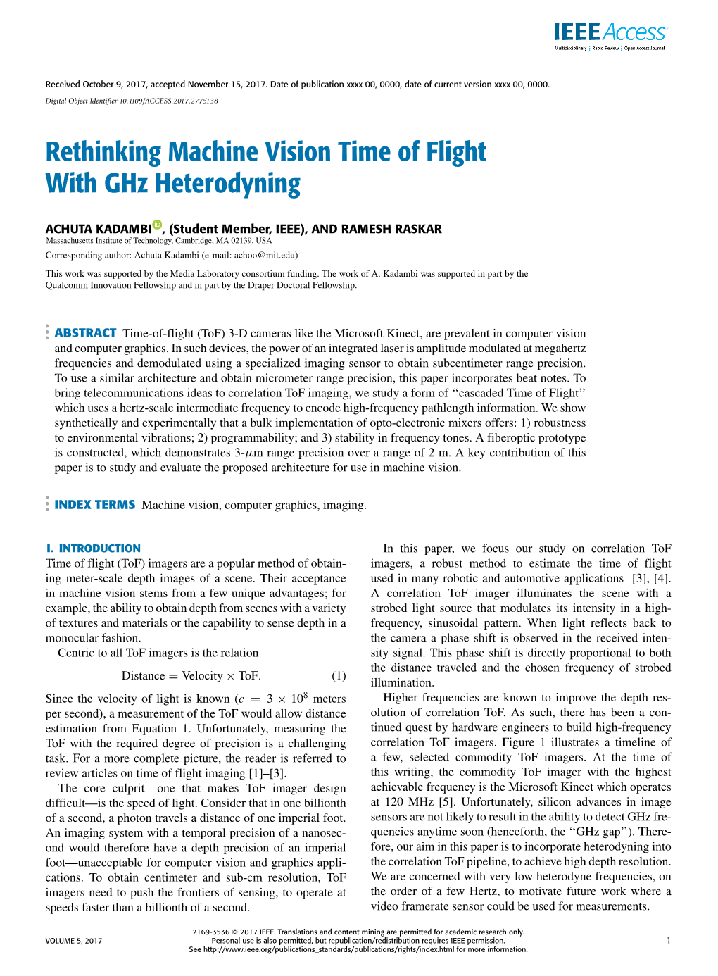 Rethinking Machine Vision Time of Flight with Ghz Heterodyning