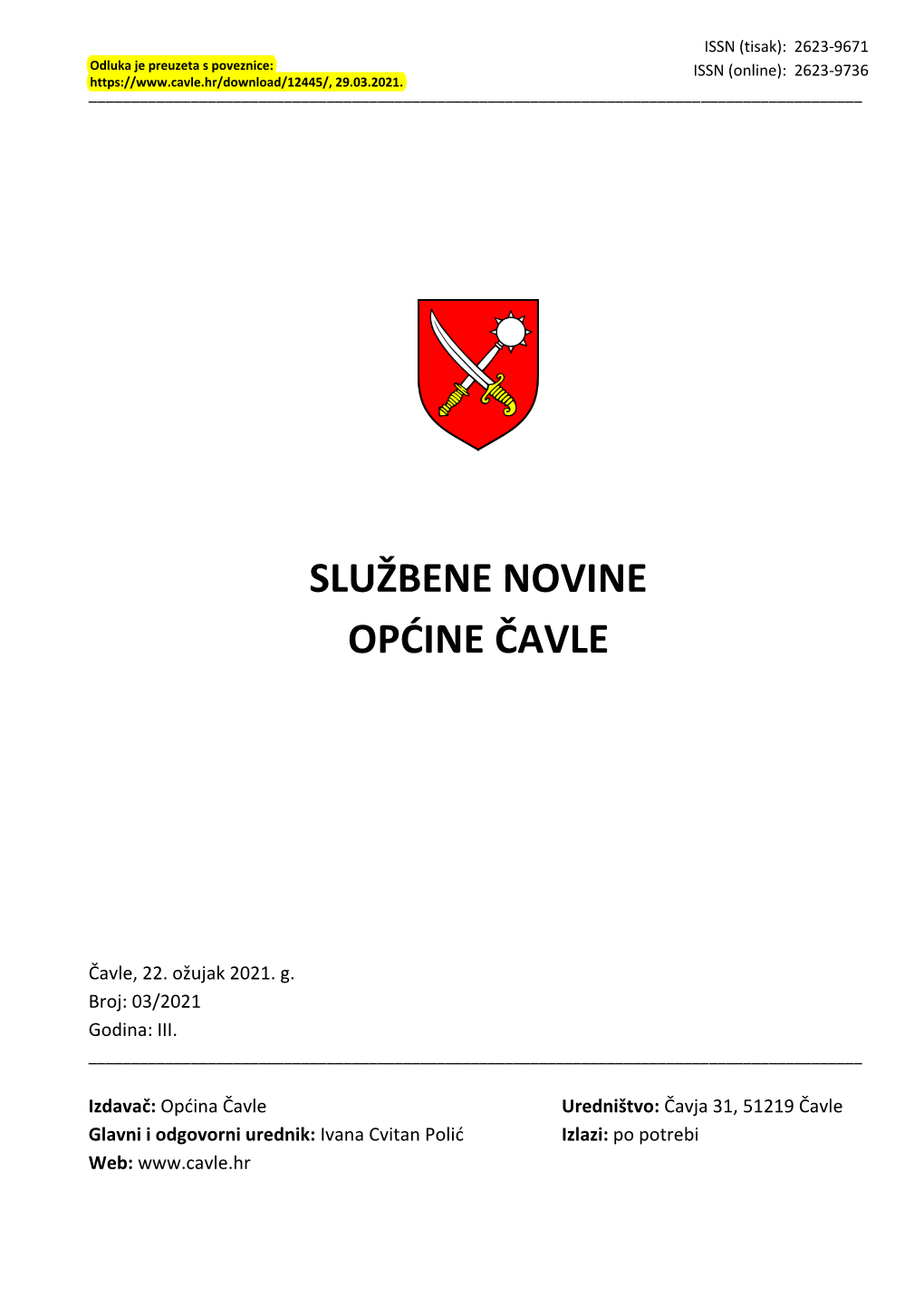 Službene Novine Općine Čavle