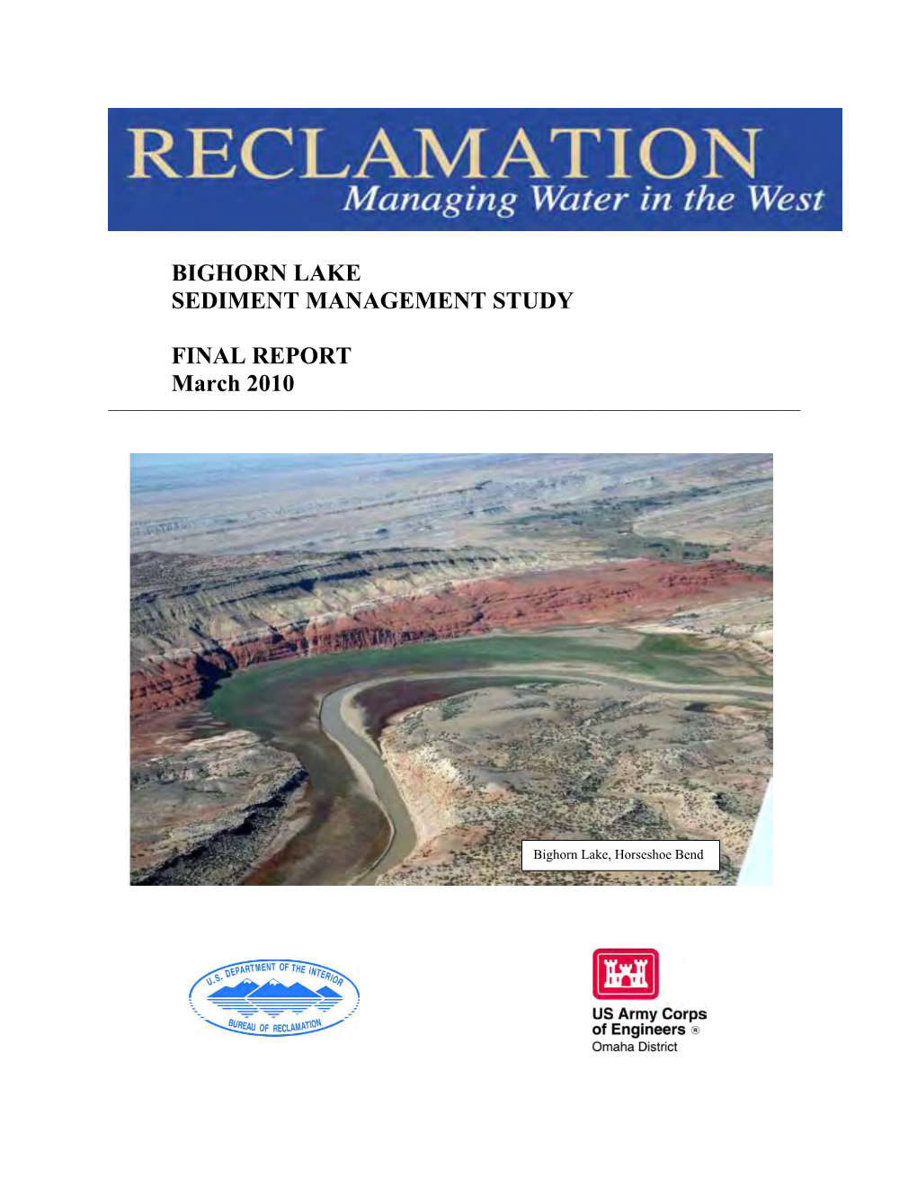 Bighorn Lake Sediment Management Study, Final Report