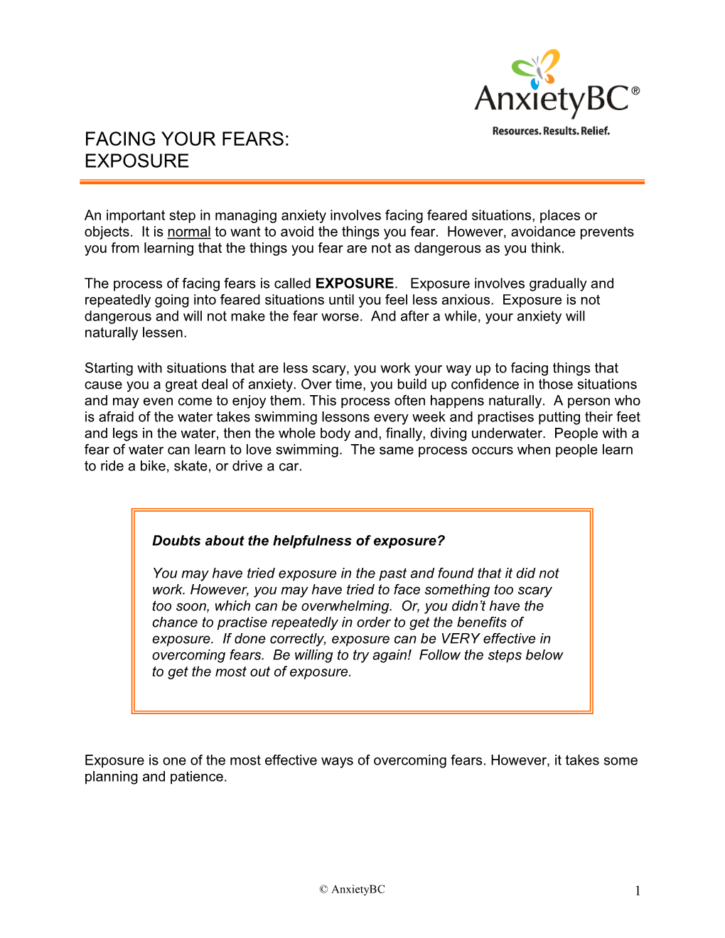 Facing Your Fears: Exposure