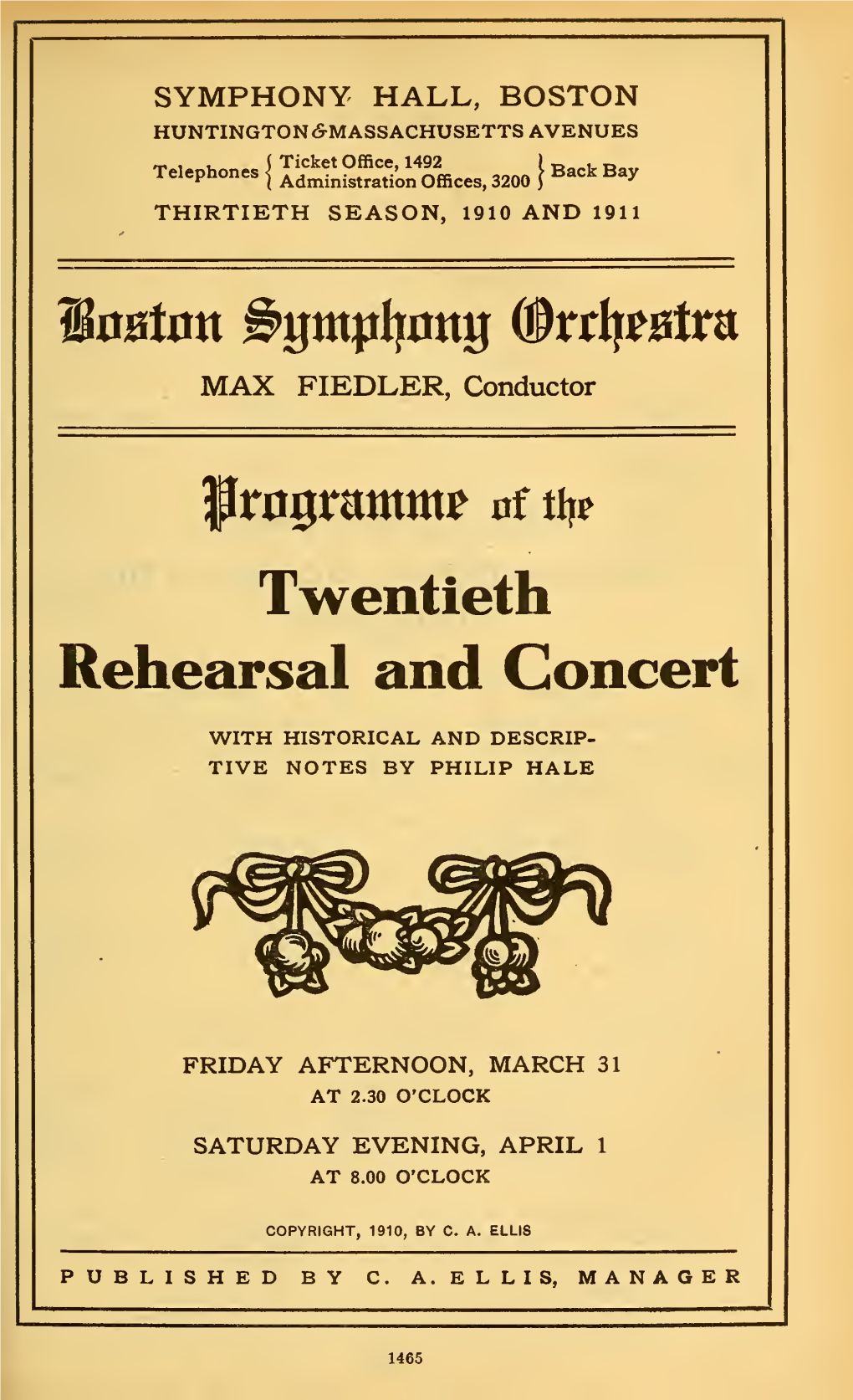 Twentieth Rehearsal and Concert