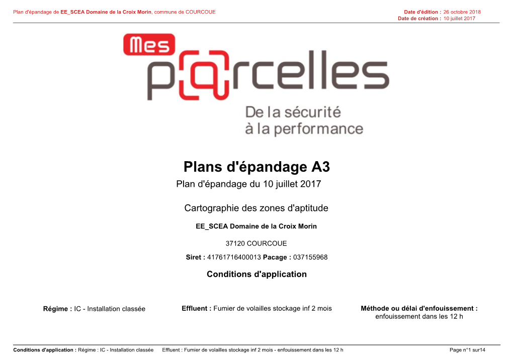 Plans D'épandage A3 Plan D'épandage Du 10 Juillet 2017