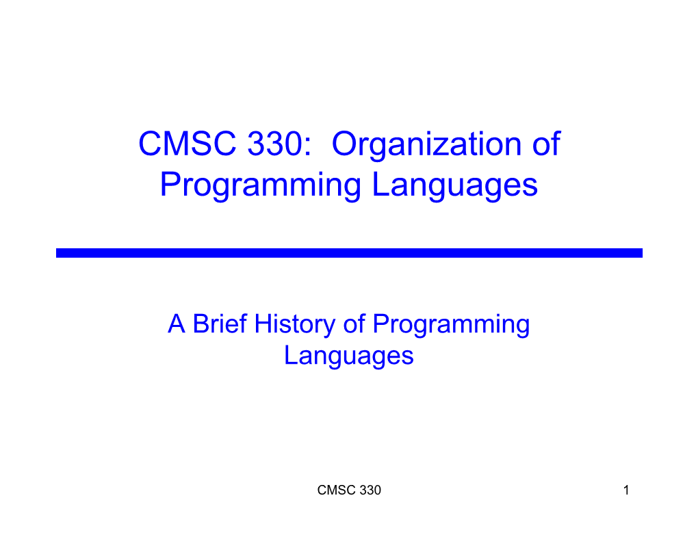 CMSC 330: Organization of Programming Languages