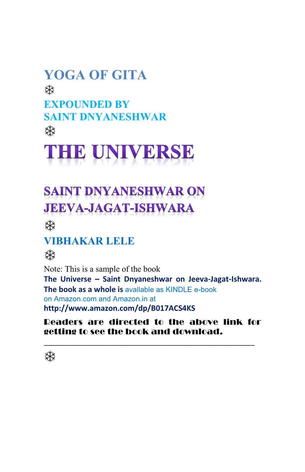 Yoga of Gita  Expounded by Saint Dnyaneshwar 