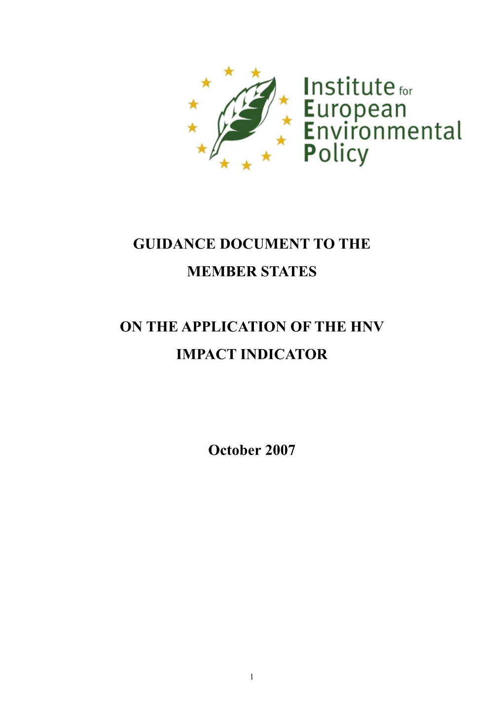 Structure of Guidance Document