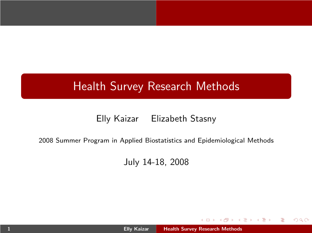 Health Survey Research Methods