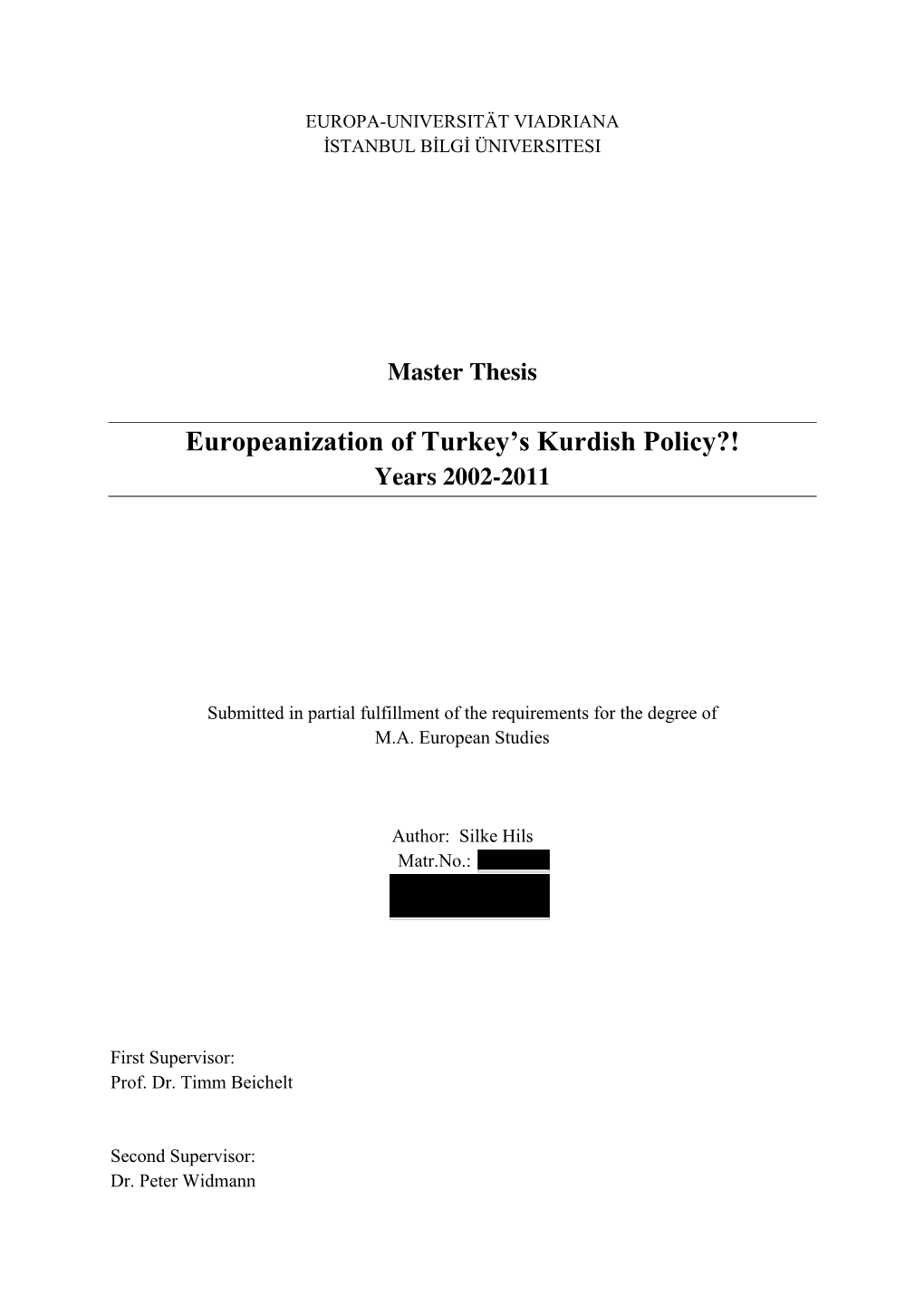 Europeanization of Turkey's Kurdish Policy?!