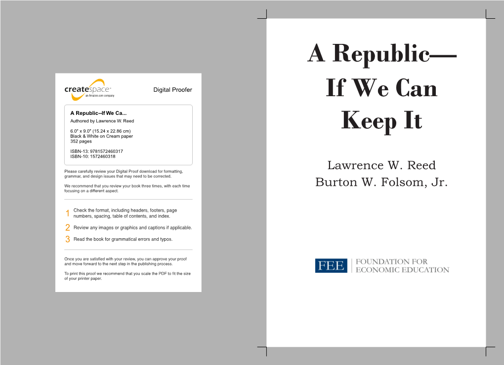 A Republic— If We Can Keep It