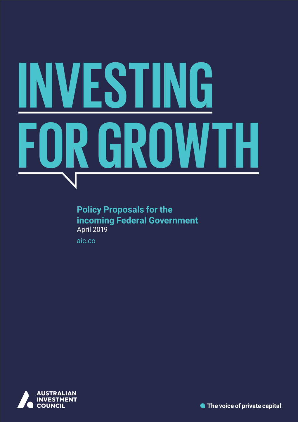 Policy Proposals for the Incoming Federal Government April 2019 Aic.Co