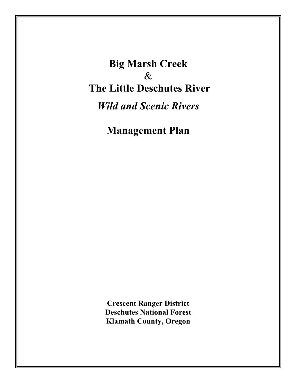 Big Marsh Creek Management Plan