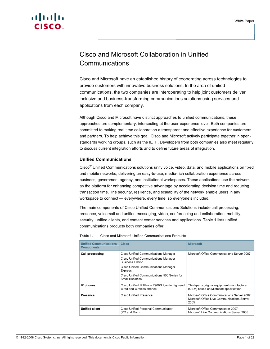 Cisco and Microsoft Collaboration in Unified Communications