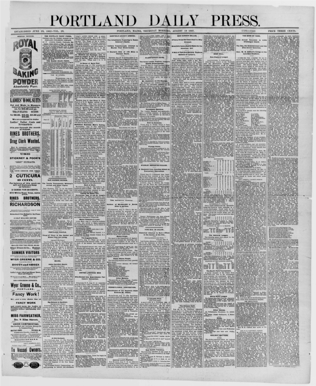 Portland Daily Press: August 18,1887