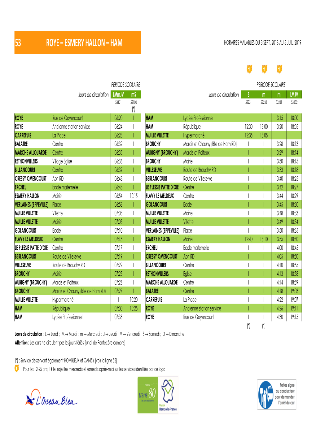 Esmery Hallon – Ham Horaires Valables Du 3 Sept