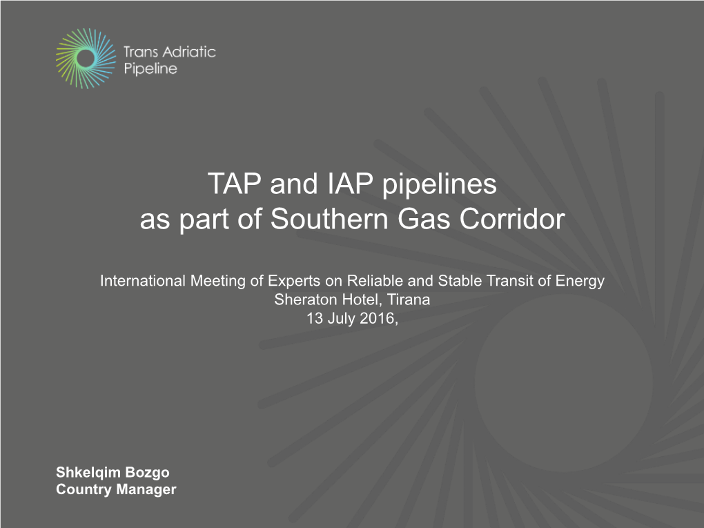 Southern Gas Corridor: TAP and IAP Pipelines