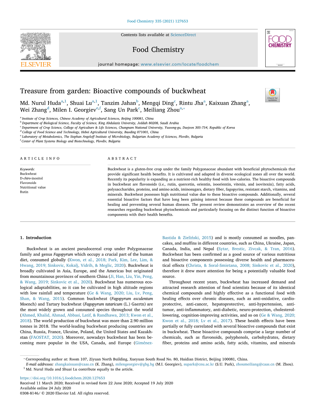 Treasure from Garden: Bioactive Compounds of Buckwheat