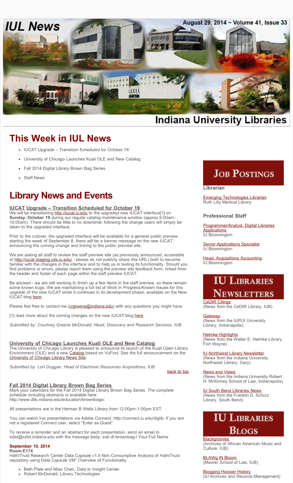 This Week in IUL News IUCAT Upgrade – Transition Scheduled for October 19