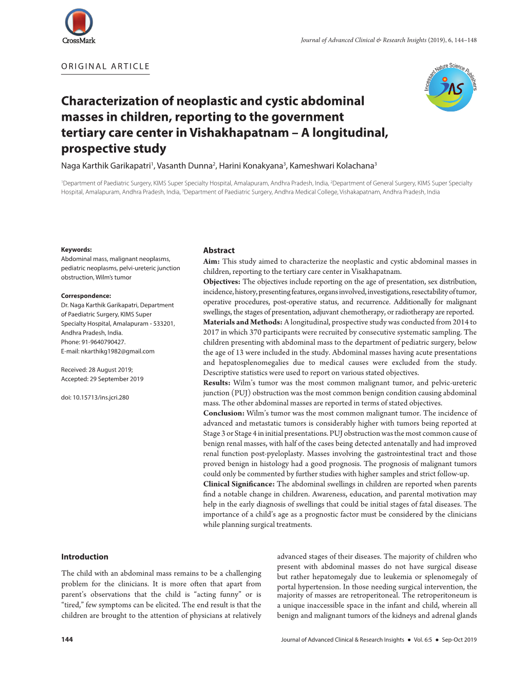 Characterization of Neoplastic and Cystic Abdominal Masses In