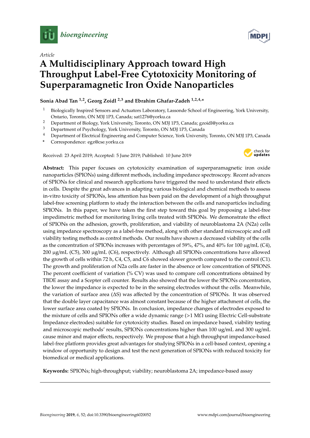 A Multidisciplinary Approach Toward High Throughput Label-Free Cytotoxicity Monitoring of Superparamagnetic Iron Oxide Nanoparticles