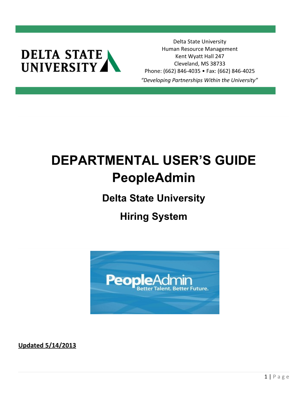 DEPARTMENTAL USER S GUIDE Peopleadmin