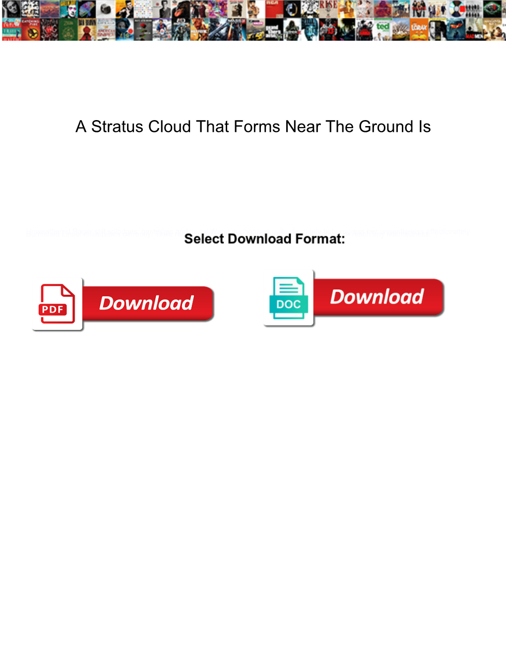 A Stratus Cloud That Forms Near the Ground Is