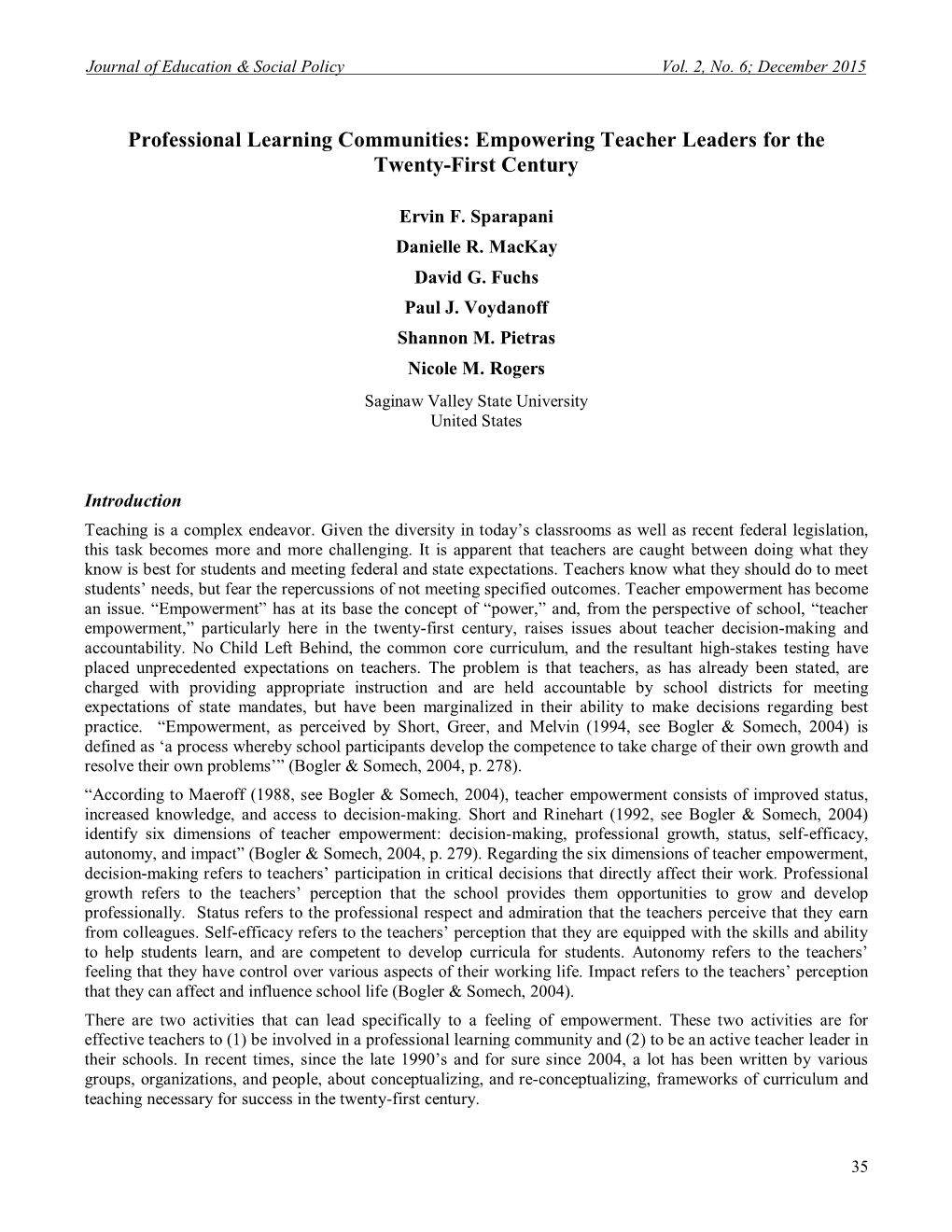 Professional Learning Communities: Empowering Teacher Leaders for the Twenty-First Century