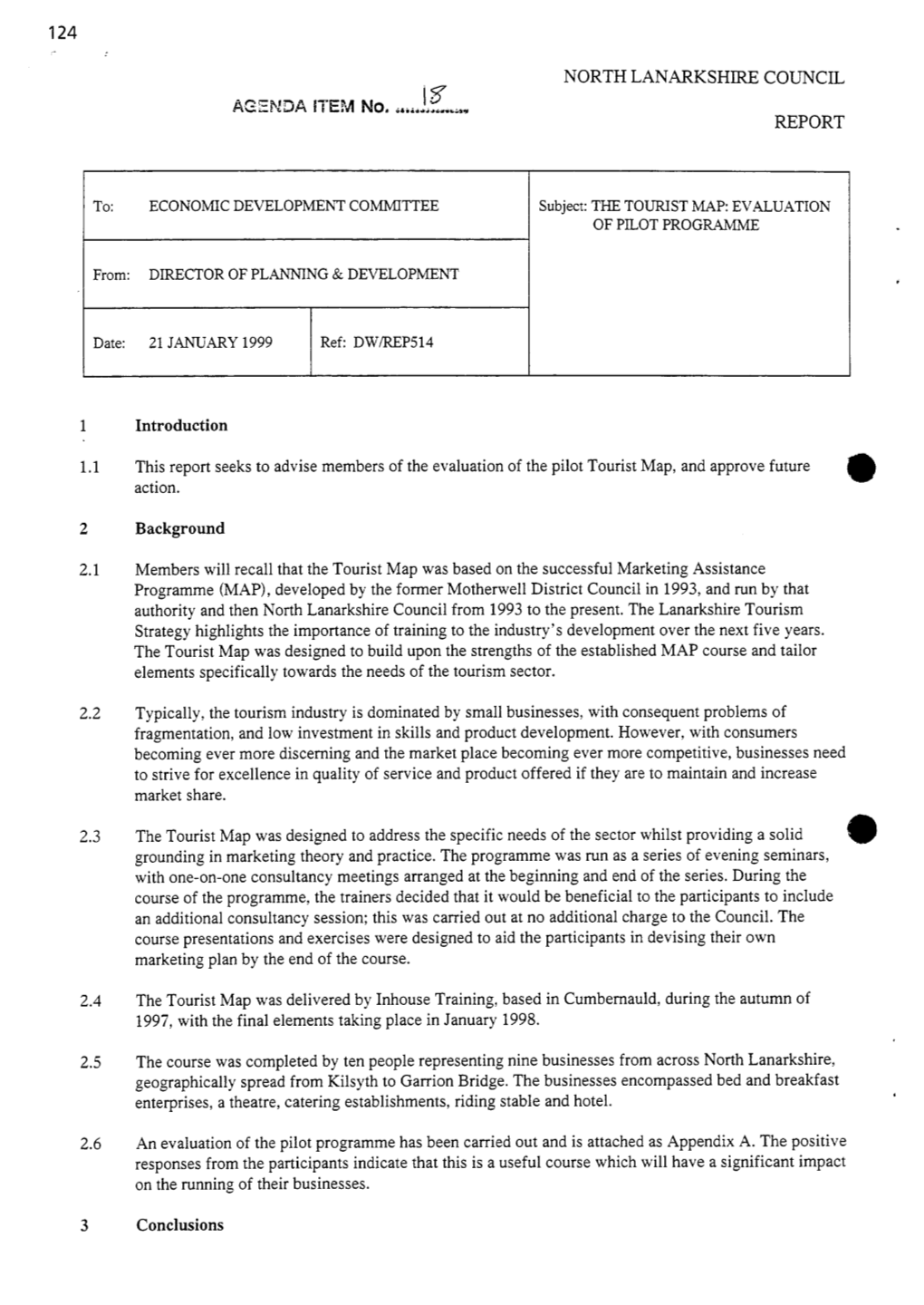 The Tourist Map: Evaluation of Pilot Programme