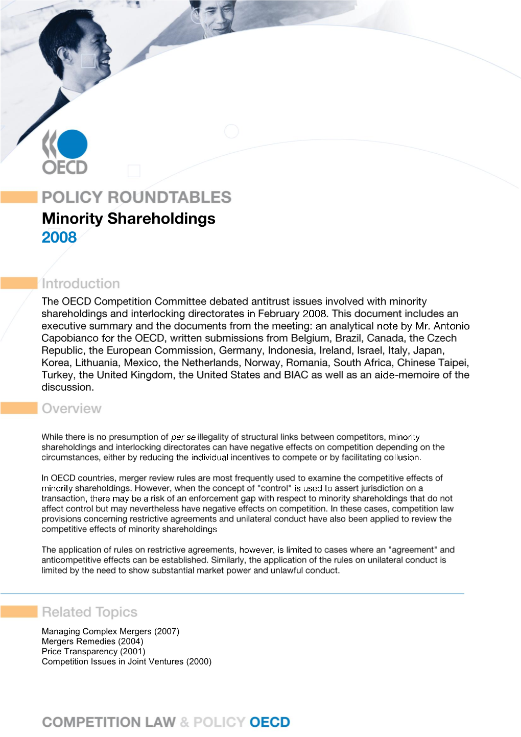 Minority Shareholdings and Interlocking Directorates, 2008