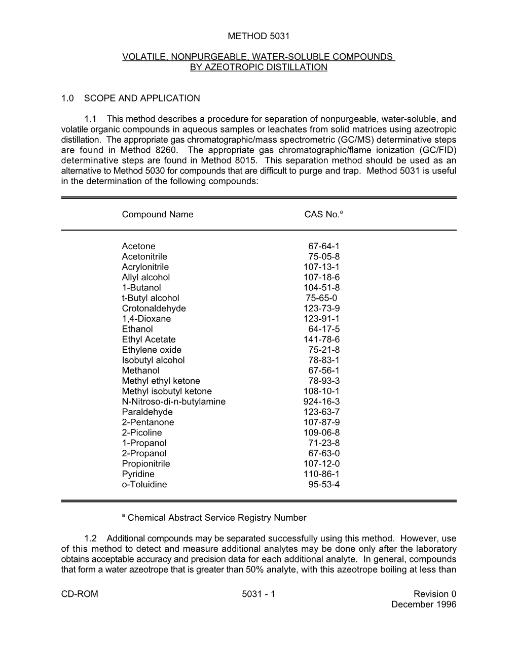 Method 5031: Volatile, Nonpurgeable, Water-Soluble