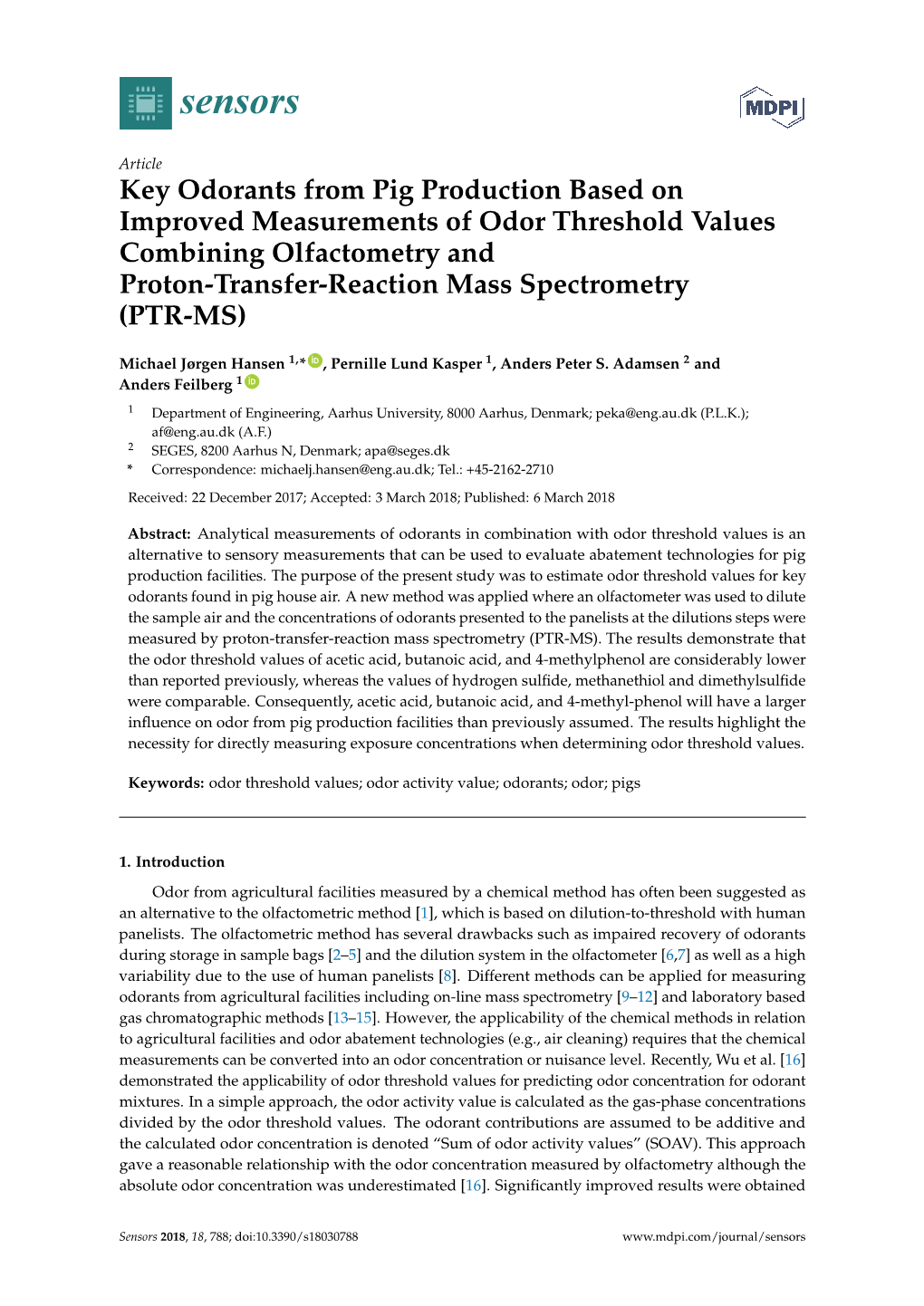 Key Odorants from Pig Production Based on Improved Measurements