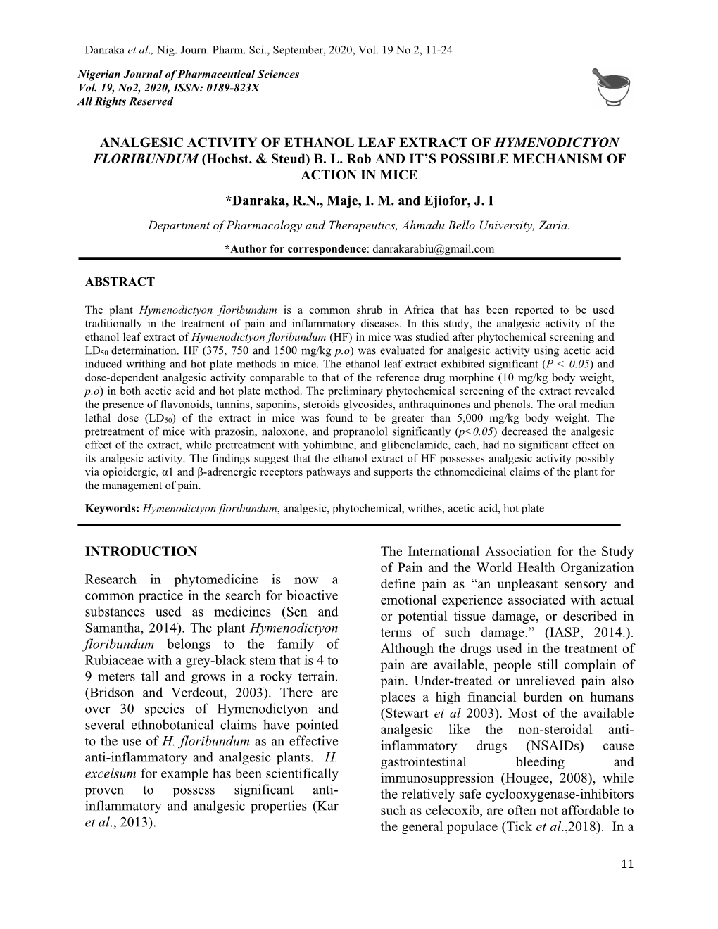 2 Analgesic Activity of Ethanol Leaf Extract Of