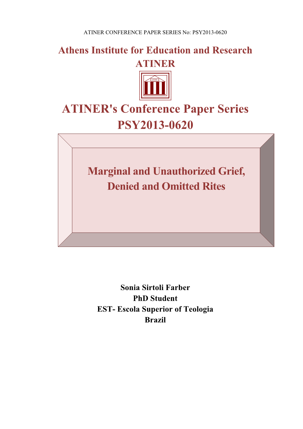 ATINER's Conference Paper Series PSY2013-0620