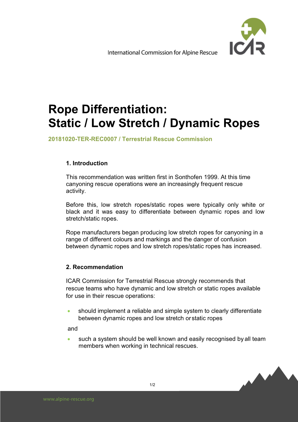 Static / Low Stretch / Dynamic Ropes