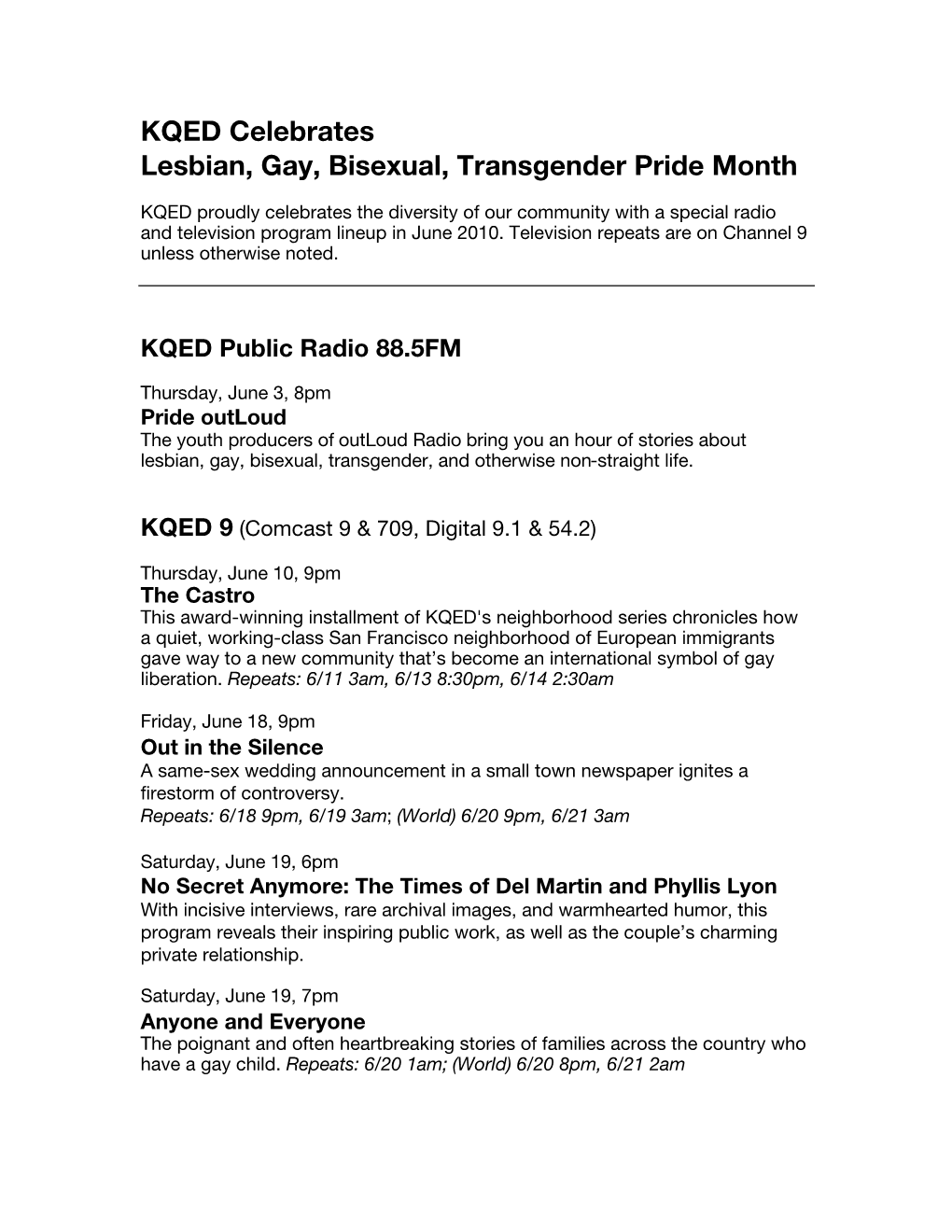 KQED Celebrates Lesbian, Gay, Bisexual, Transgender Pride Month