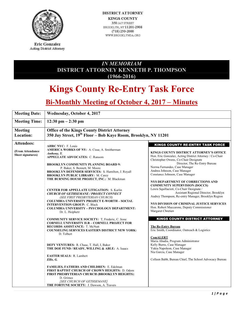 Kings County Re-Entry Task Force