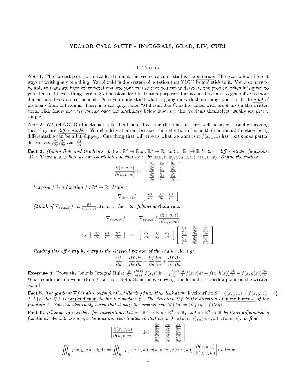 Vector Calc Stuff - Integrals, Grad, Div, Curl