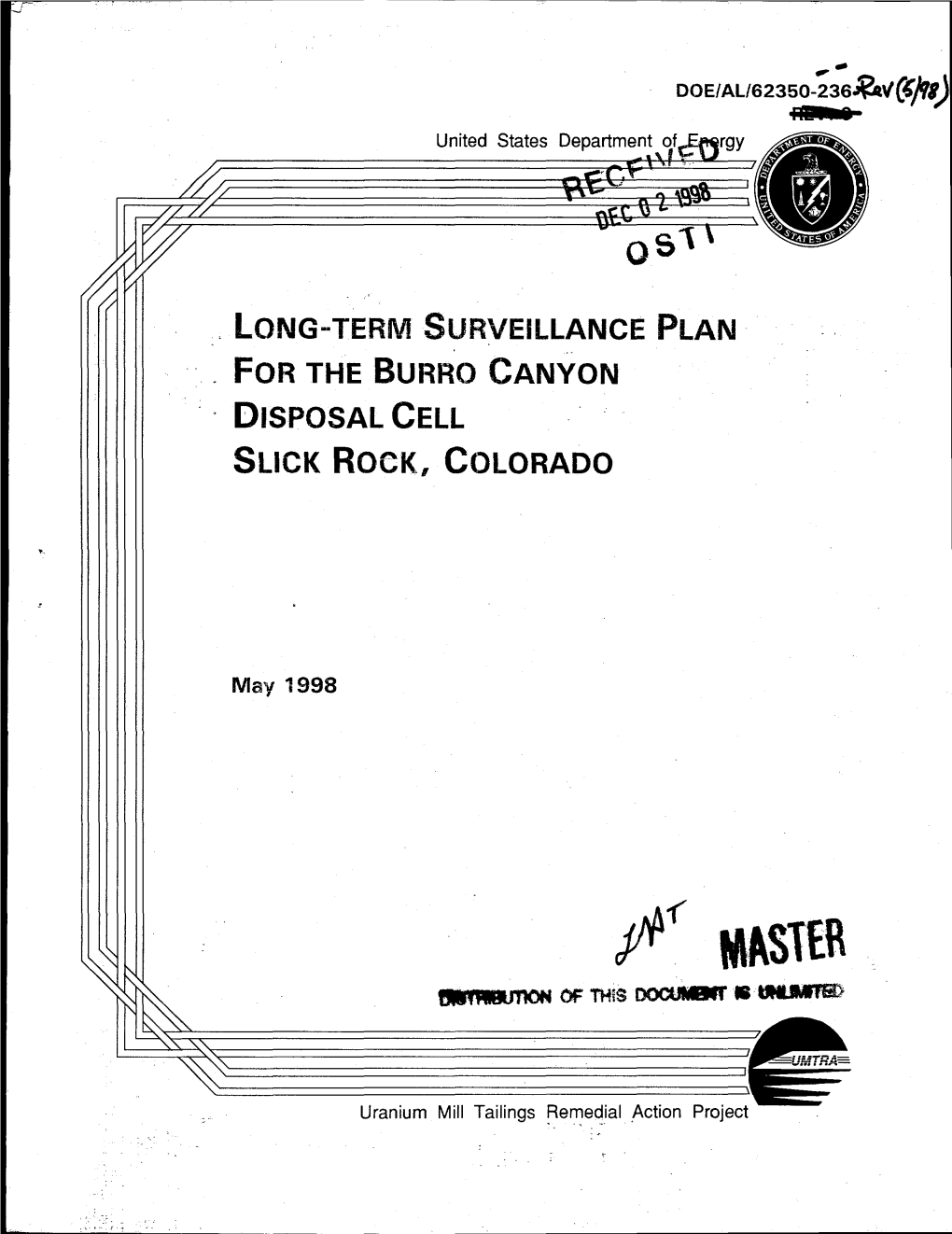 Long-Term Surveillance Plan for the Burro Canyon Disposal Cell, Slick Rock, Colorado Table of Contents