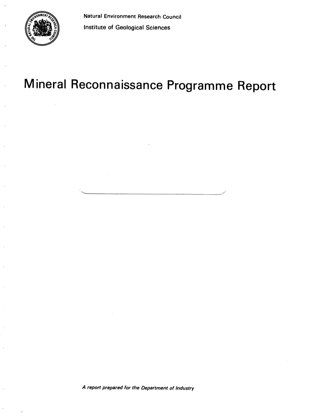 Mineral Reconnaissance Programme Report