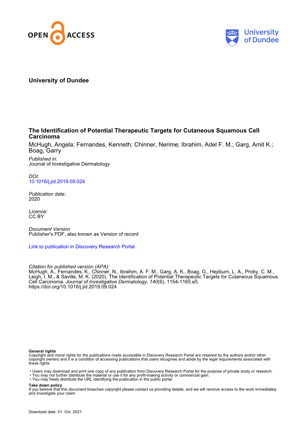 Cell Carcinoma Mchugh, Angela; Fernandes, Kenneth; Chinner, Nerime; Ibrahim, Adel F