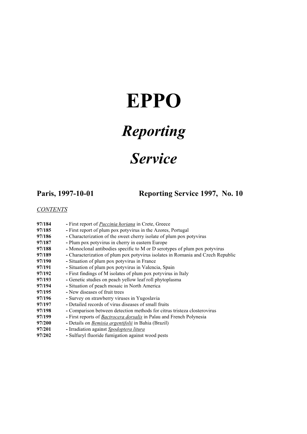 Reporting Service 1997, No