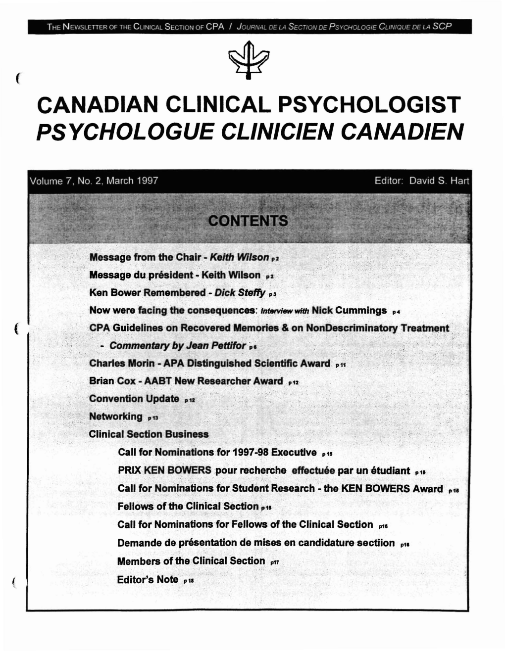 Canadian Clinical Psychologist Psychologue Clinicien Canadien