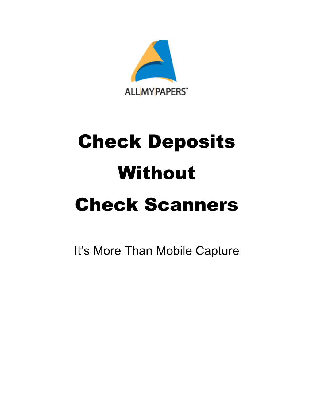 Check Deposits Without Check Scanners