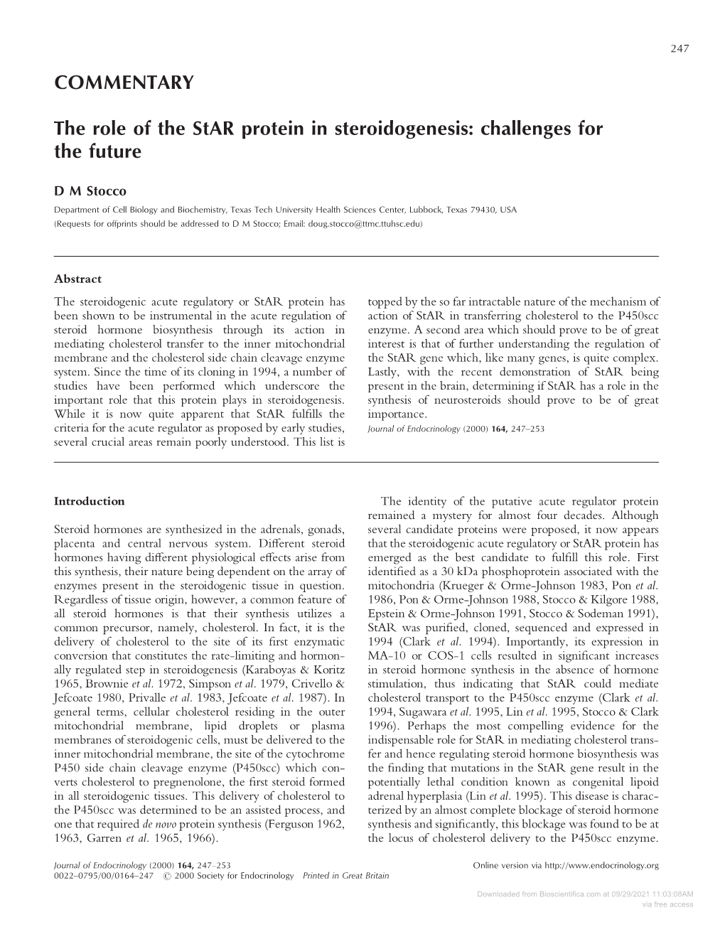 COMMENTARY the Role of the Star Protein