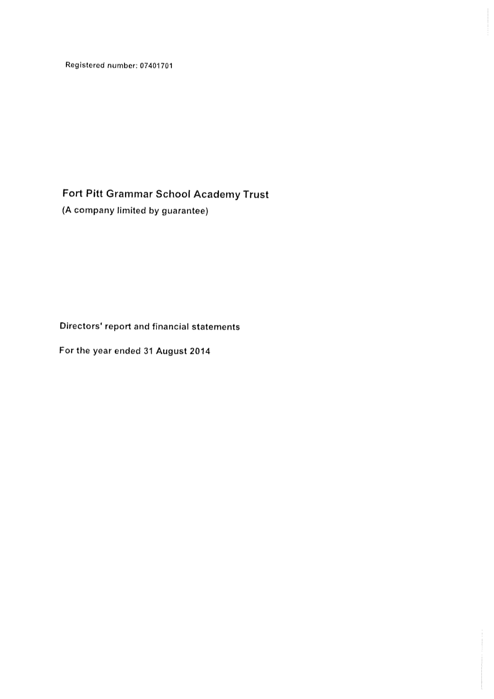 Fort Pitt Grammar School Academy Trust (A Company Limited by Guarantee)