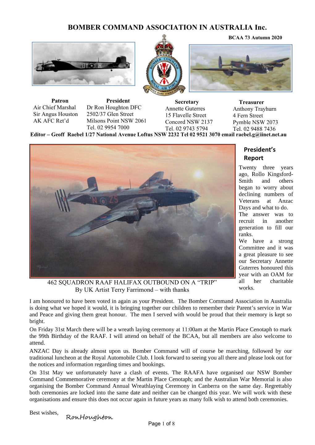 BOMBER COMMAND ASSOCIATION in AUSTRALIA Inc. BCAA 73 Autumn 2020