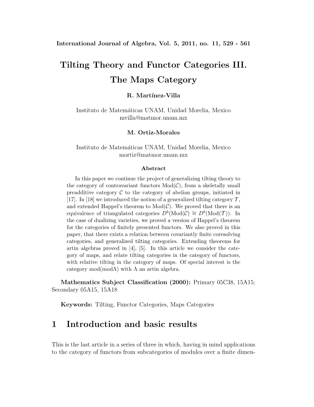 Tilting Theory and Functor Categories III. the Maps Category